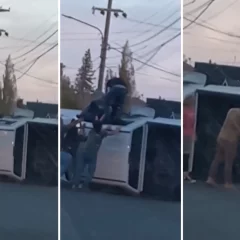 Y se marchó: así se dio a la fuga el conductor que volcó en la avenida San Martín