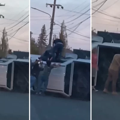 Y se marchó: así se dio a la fuga el conductor que volcó en la avenida San Martín