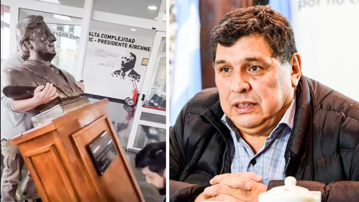 Retiraron el busto de Néstor que donó Rudy al Samic: “Perdonálos, señor, no saben lo que hacen”