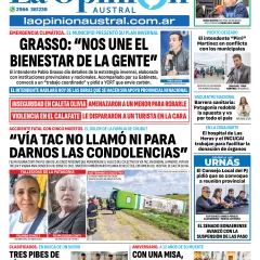 Tapa del Diario La Opinión Austral edición impresa del miércoles 16 de abril de 2025, Río Gallegos, Santa Cruz, Argentina