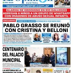 Tapa del Diario La Opinión Austral edición impresa del miércoles 23 de abril de 2025, Río Gallegos, Santa Cruz, Argentina