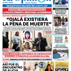 Tapa del Diario La Opinión Austral edición impresa del jueves 24 de abril de 2025, Río Gallegos, Santa Cruz, Argentina