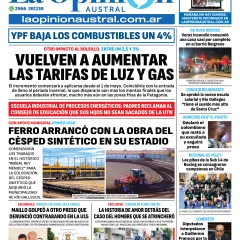 Tapa del Diario La Opinión Austral edición impresa del miércoles 30 de abril de 2025, Río Gallegos, Santa Cruz, Argentina