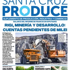 Tapa Suplemento Santa Cruz Produce: RIGI, minería y desarrollo: cuentas pendientes de Milei