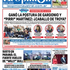 Tapa del Diario La Opinión Austral edición impresa del domingo 13 de abril de 2025, Río Gallegos, Santa Cruz, Argentina