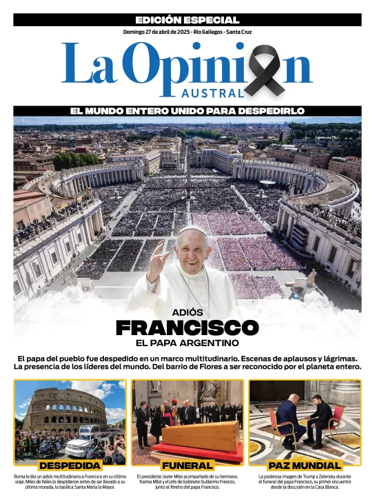 Tapa Especial de La Opinión Austral: Adiós Francisco, el papa argentino
