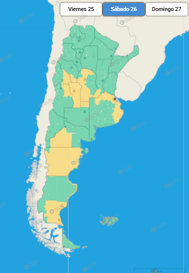 Alerta meteorológica para 11 provincias por fuertes vientos y tormentas