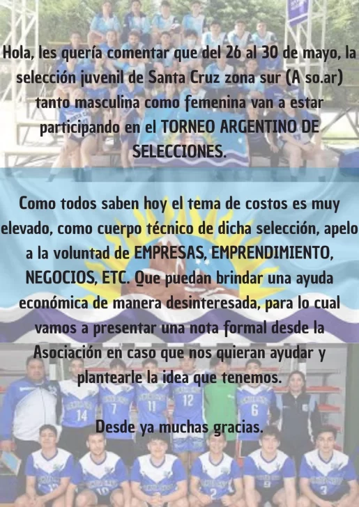 Juveniles de handball santacruceños necesitan fondos para viajar al Argentino en Mendoza