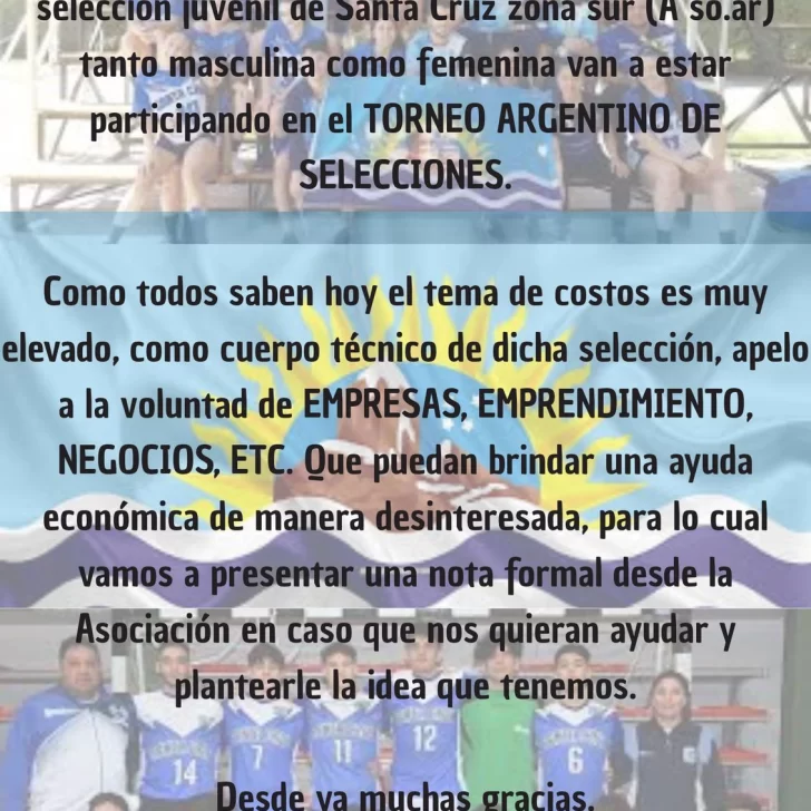 Juveniles de handball santacruceños necesitan fondos para viajar al Argentino en Mendoza