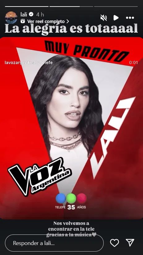 La emoción de Lali Espósito tras ser confirmada para “La voz Argentina”