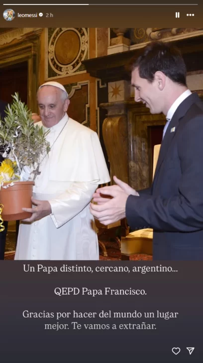 Lionel Messi despidió al papa Francisco en sus redes sociales: “Distinto, cercano, argentino” Lionel Messi despidió al papa Francisco en sus redes sociales: “Distinto, cercano, argentino”