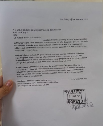 La nota enviada por los padres a las autoridades del CPE. La nota enviada por los padres a las autoridades del CPE.