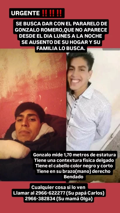 Río Gallegos: tres personas desaparecieron en las últimas horas y son buscadas por sus familiares y la Policía Río Gallegos: tres personas desaparecieron en las últimas horas y son buscadas por sus familiares y la Policía