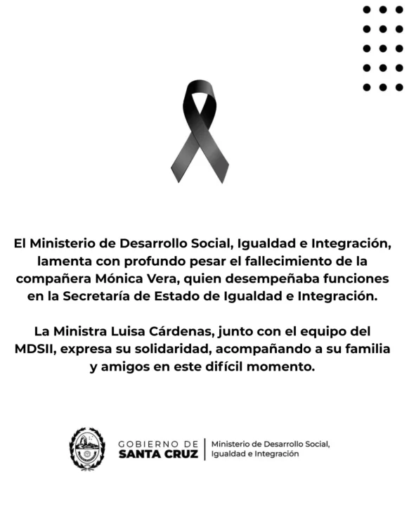 Profunda tristeza por el fallecimiento de Mónica Vera, defensora de los Derechos Humanos y del colectivo trans en Santa Cruz