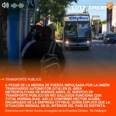 CityBus opera con normalidad en Río Gallegos pese al paro de la UTA