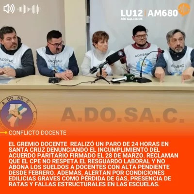 ADOSAC denuncia incumplimiento del acuerdo paritario y condiciones edilicias críticas