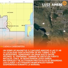 Temblor de 5,2 grados sorprendió a los vecinos de Río Turbio y Puerto Natales
