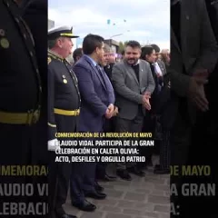 Actos por el 25 de Mayo: Claudio Vidal presente en el izamiento de la bandera en Caleta Olivia