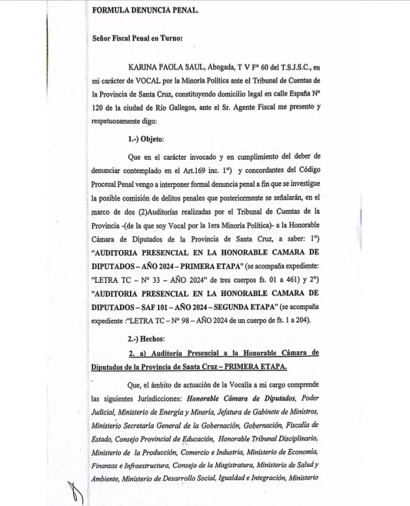  La denuncia penal contra Leguizamón.