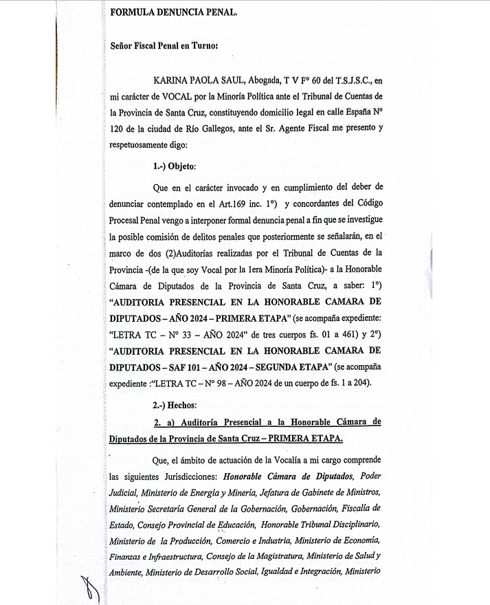  La denuncia penal contra Leguizamón.