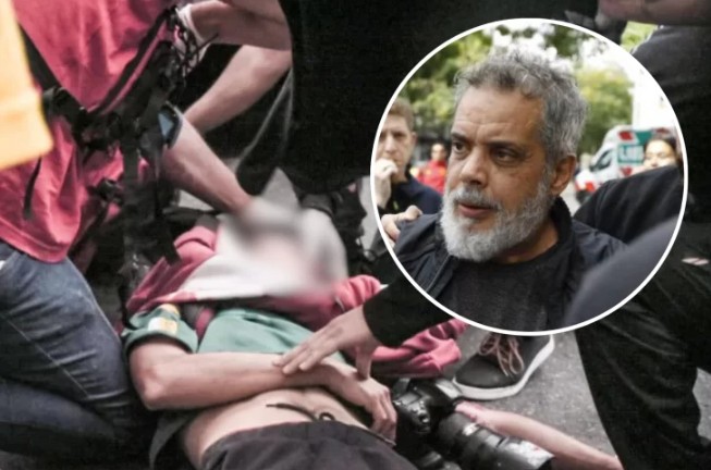 Fabián Grillo, el papá de Pablo. En el suelo, el fotoperiodista cuando resultó herido. Fabián Grillo, el papá de Pablo. En el suelo, el fotoperiodista cuando resultó herido.