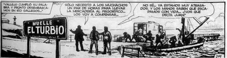  Solano López y Maiztegui ubican a Juan Salvo llegando a Río Gallegos, específicamente al muelle 