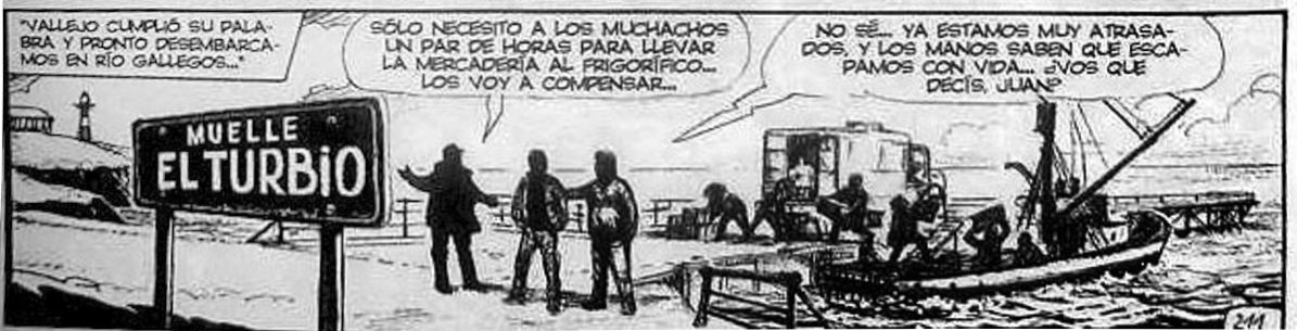  Solano López y Maiztegui ubican a Juan Salvo llegando a Río Gallegos, específicamente al muelle 