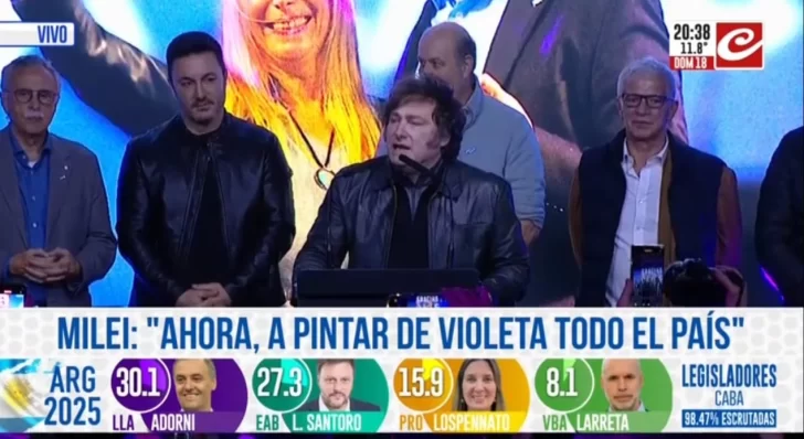 Milei festejó el triunfo de Adorni en las elecciones porteñas: “Se pintó de violeta el bastión amarillo”