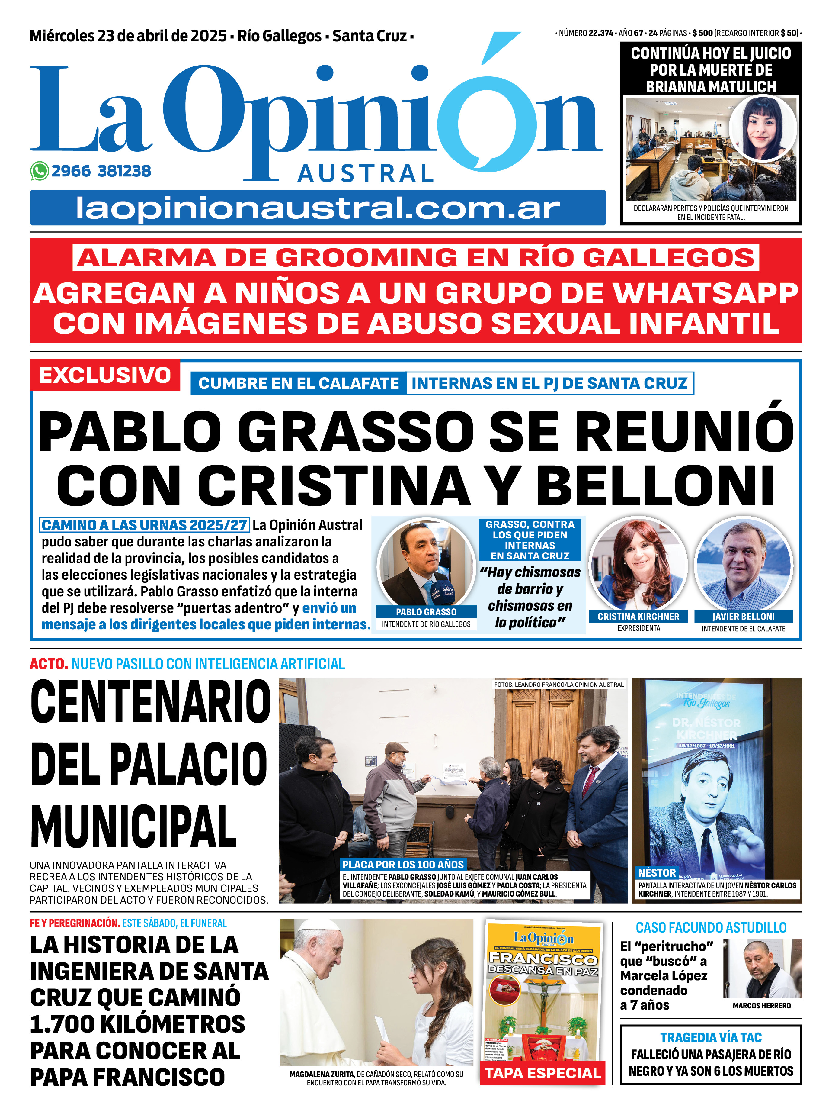  La tapa de LOA con el encuentro en Calafate.