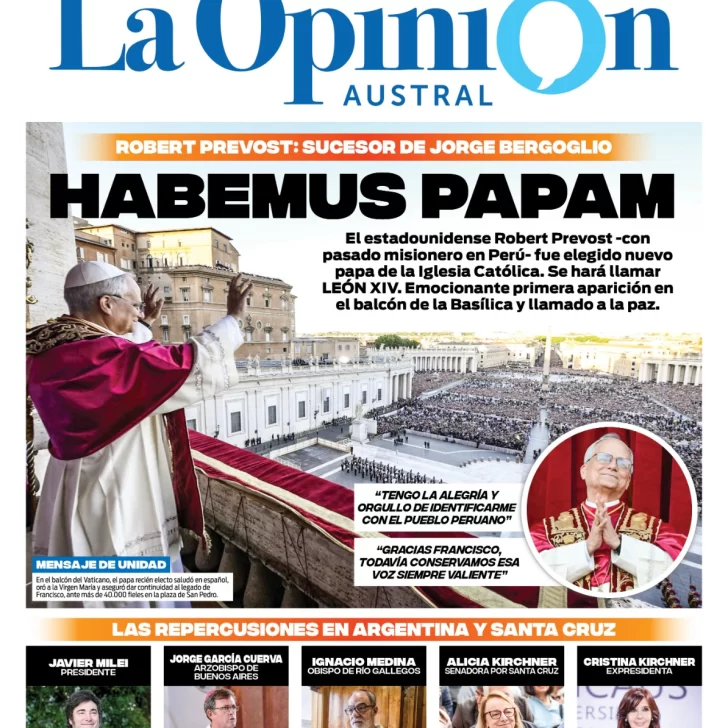 Tapa Especial de La Opinión Austral: Habemus papam