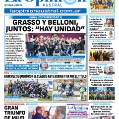 Tapa del Diario La Opinión Austral edición impresa del lunes 19 de mayo de 2025, Río Gallegos, Santa Cruz, Argentina