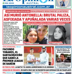 Tapa del Diario La Opinión Austral edición impresa del sábado 31 de mayo de 2025, Río Gallegos, Santa Cruz, Argentina
