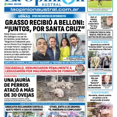 Tapa del Diario La Opinión Austral edición impresa del viernes 2 de mayo de 2025, Río Gallegos, Santa Cruz, Argentina