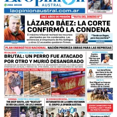 Tapa del Diario La Opinión Austral edición impresa del viernes 30 de mayo de 2025, Río Gallegos, Santa Cruz, Argentina