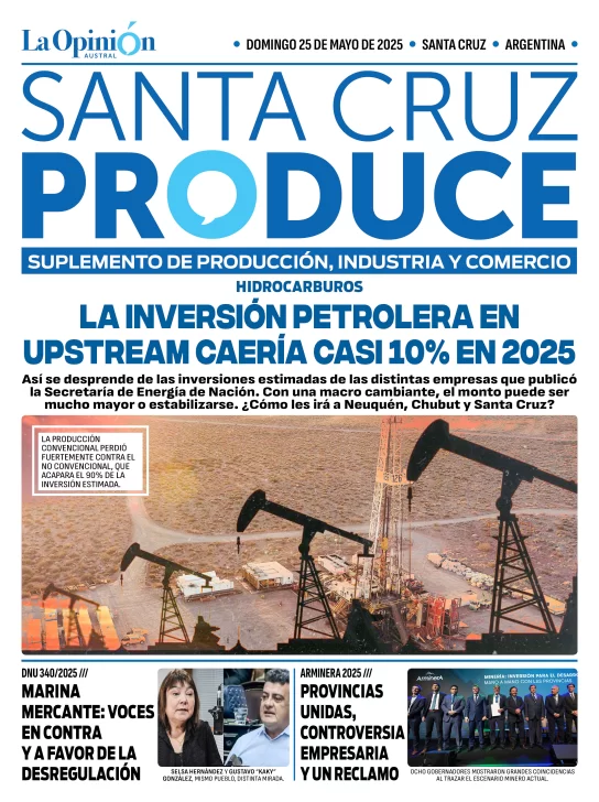 Tapa Suplemento Santa Cruz Produce: La inversión petrolera en upstream caería casi 10% en 2025