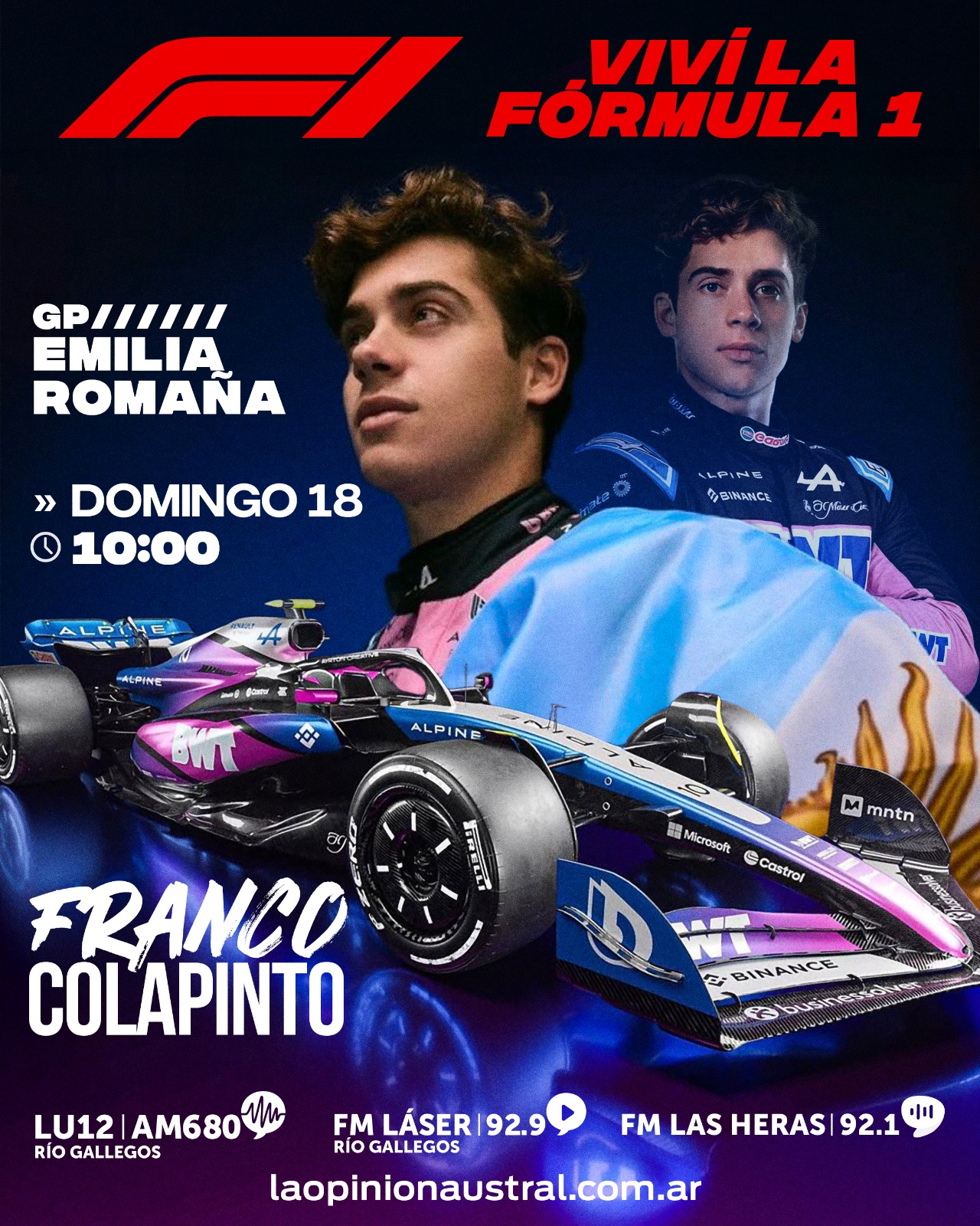 Franco Colapinto largará desde el puesto 16 el Gran Premio de Imola de la Fórmula 1