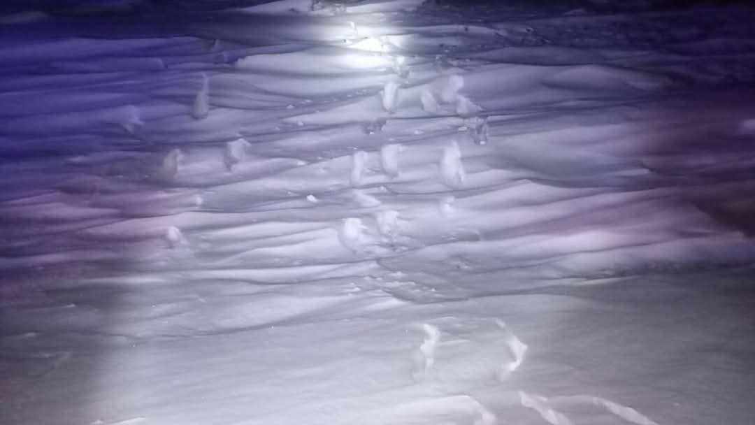  Las huellas de Thiago en la nieve. (FOTO: POLICÍA SANTA CRUZ)
