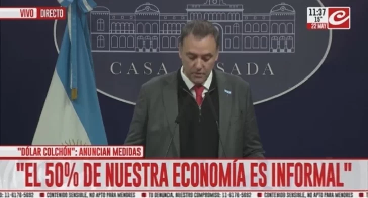 El vocero presidencial, Manuel Adorni, hizo los anuncios. FOTO: CAPTURA CRÓNICA TV El vocero presidencial, Manuel Adorni, hizo los anuncios. FOTO: CAPTURA CRÓNICA TV