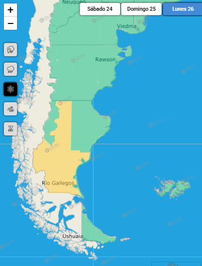 Revolución de Mayo con alerta meteorológica: pronostican lluvia y nieve en el sur de Santa Cruz