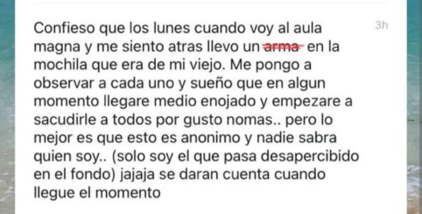 “Llevo un arma en la mochila&#8230; se darán cuenta cuando llegue el momento”: preocupante amenaza en un chat de alumnos de la Universidad