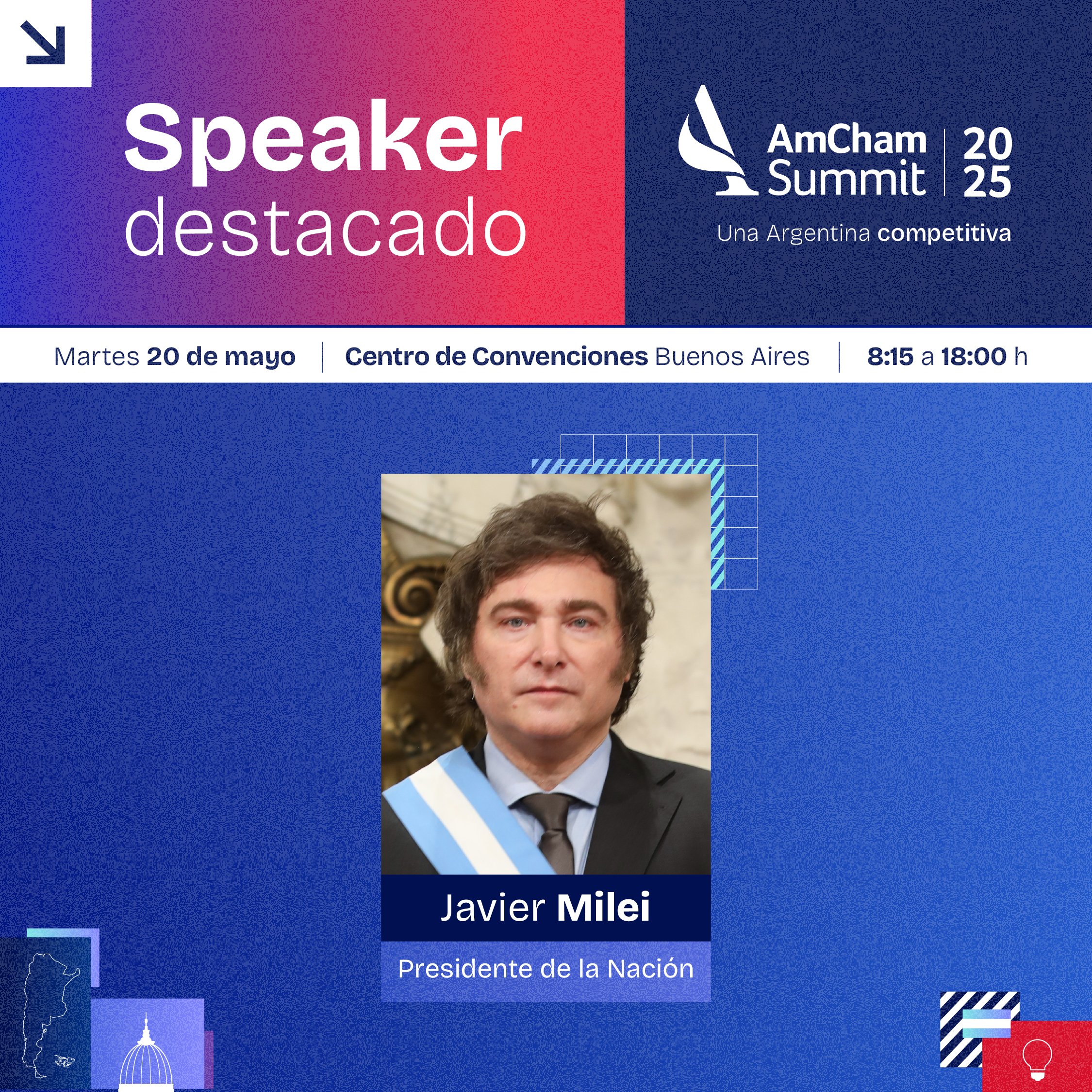 Javier Milei será protagonista en la AmCham Summit 2025, el evento clave entre el Gobierno y empresas de EEUU