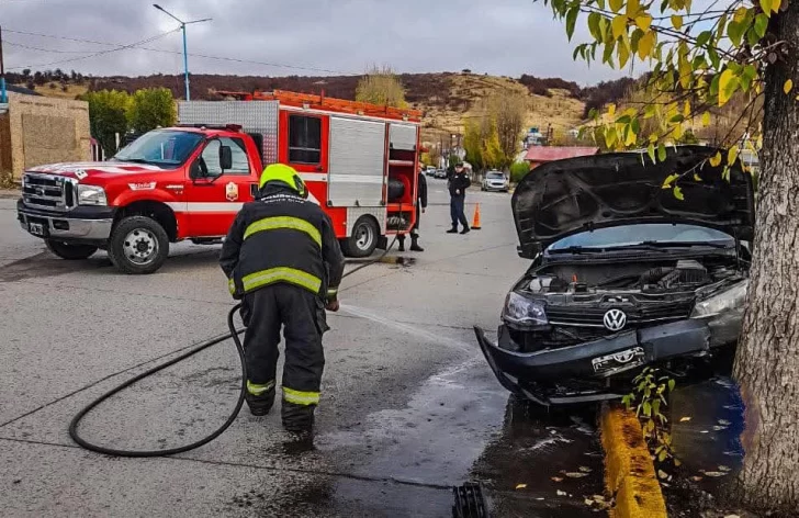 Perdió el control del auto y chocó contra un árbol de una plaza