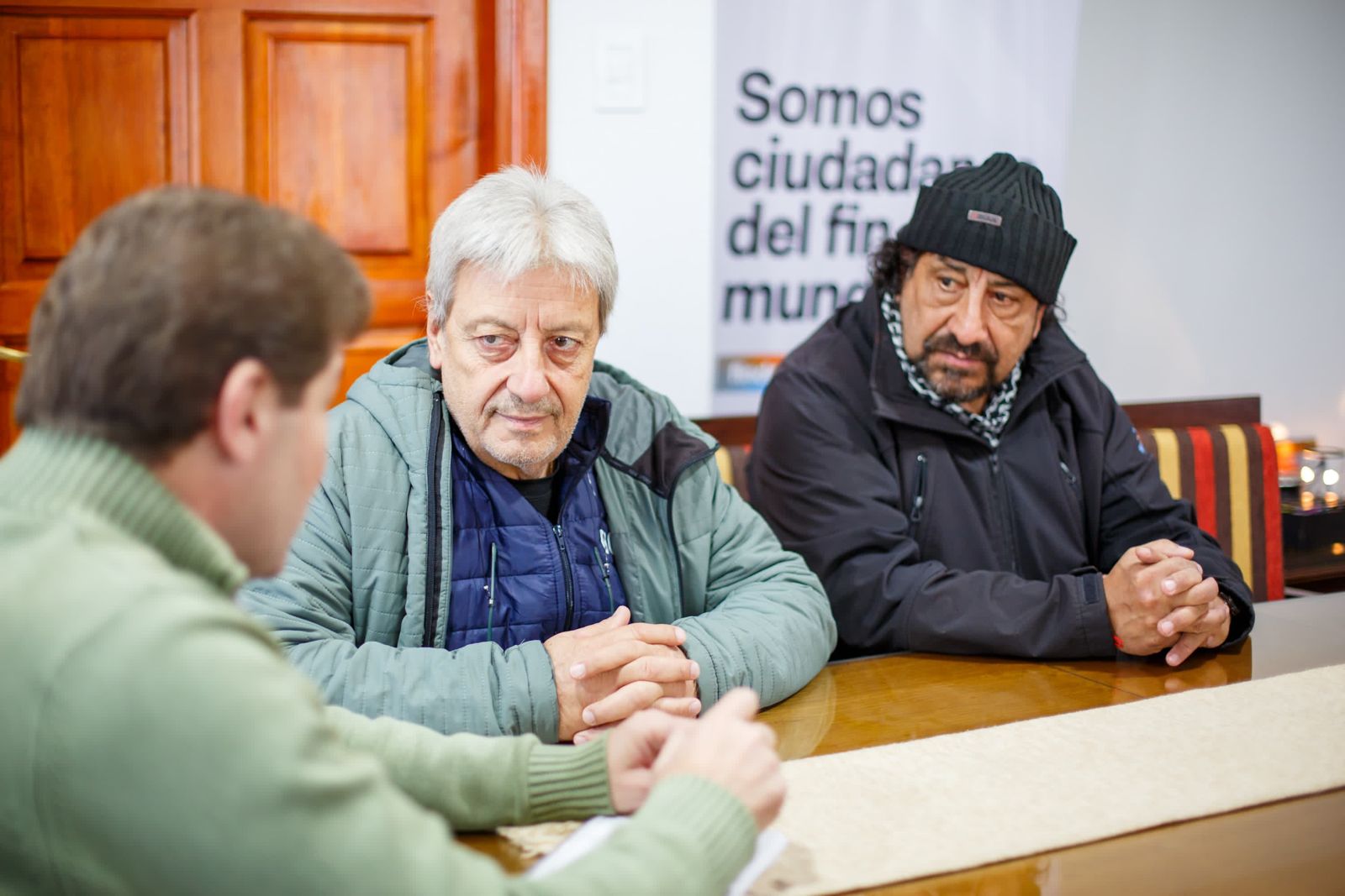  Gustavo Melella, Abel Furlán y el secretario General de la UOM Río Grande, Oscar Martínez.