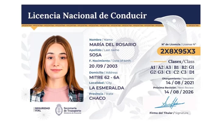  El frente de la nueva licencia de conducir Digital que está vigente desde hoy.
