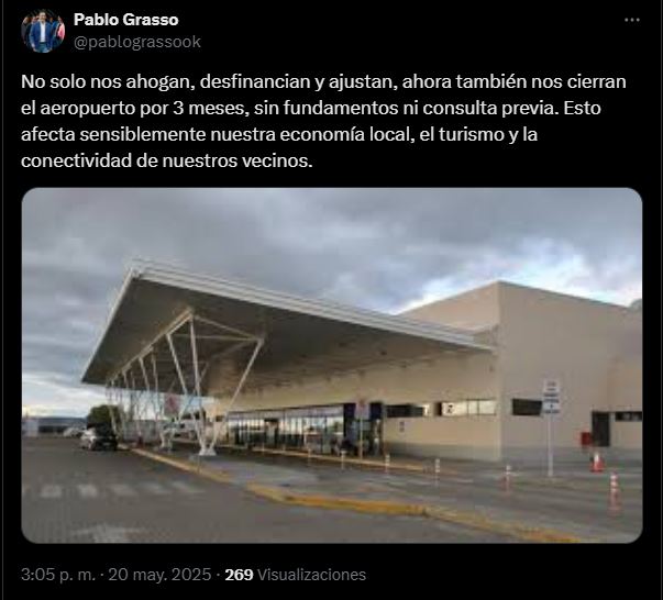 Qué actividades turísticas afectará el cierre del aeropuerto de Río Gallegos