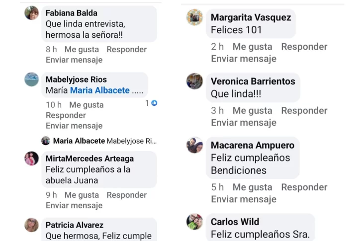 Juana cumplió 101 años y los saludos no pararon: los vecinos de Río Gallegos celebran a la vecina más longeva con mucho cariño