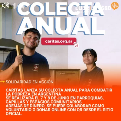 Cáritas lanza su colecta anual para combatir la pobreza en Argentina