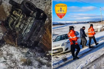 Accidentes en la Ruta 40 por escarcha: un auto volcó y otro se despistó Accidentes en la Ruta 40 por escarcha: un auto volcó y otro se despistó