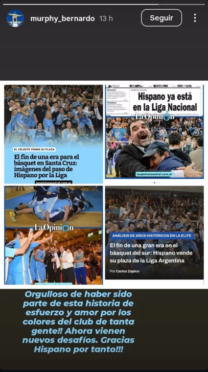 Bernardo Murphy, tras conocerse la venta de la plaza de Hispano: &#8220;Orgulloso de haber sido parte de esta historia&#8221;