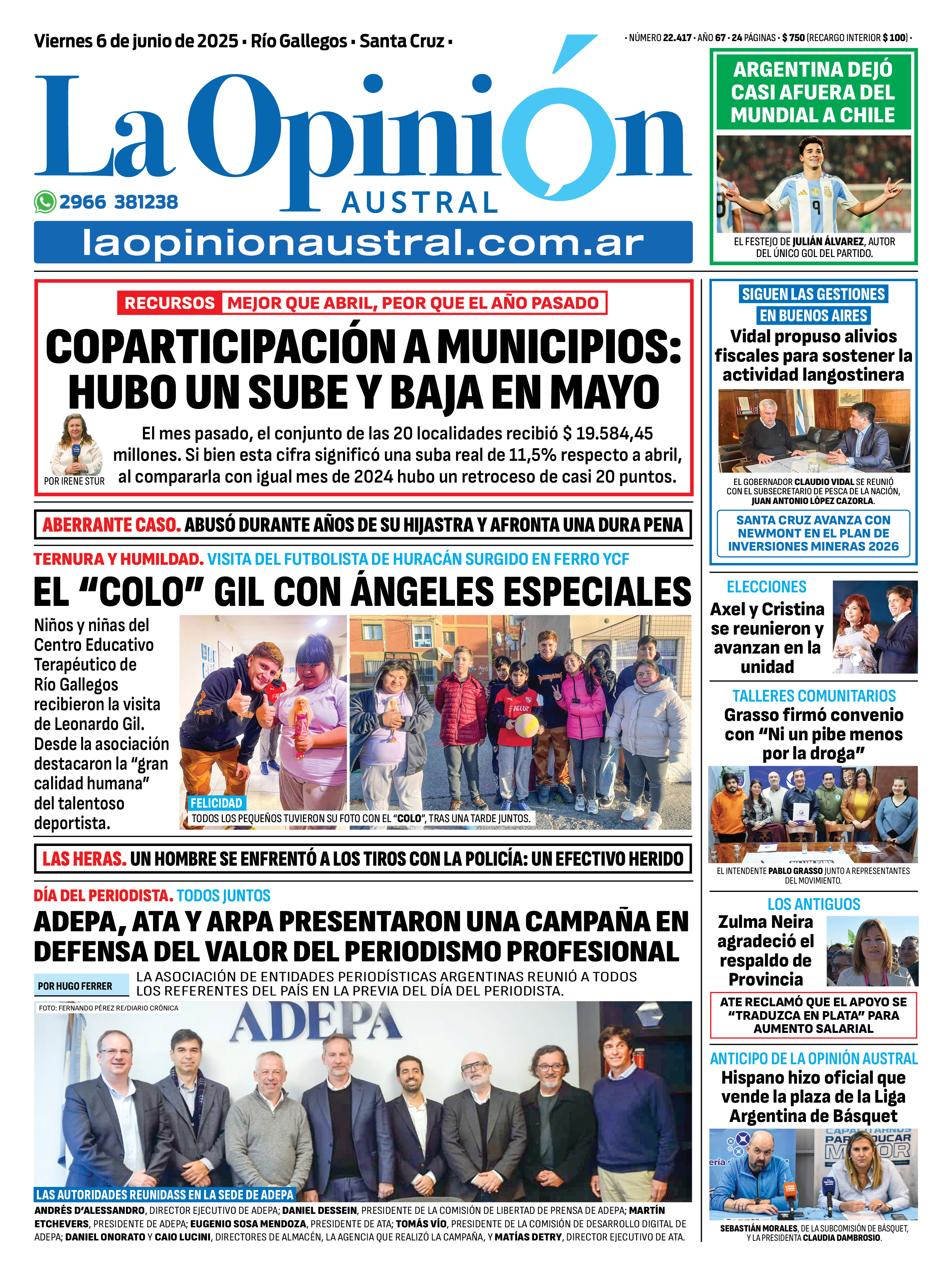 Los números de mayo de la coparticipación a municipios de Santa Cruz: fuerte suba mensual y derrumbe interanual